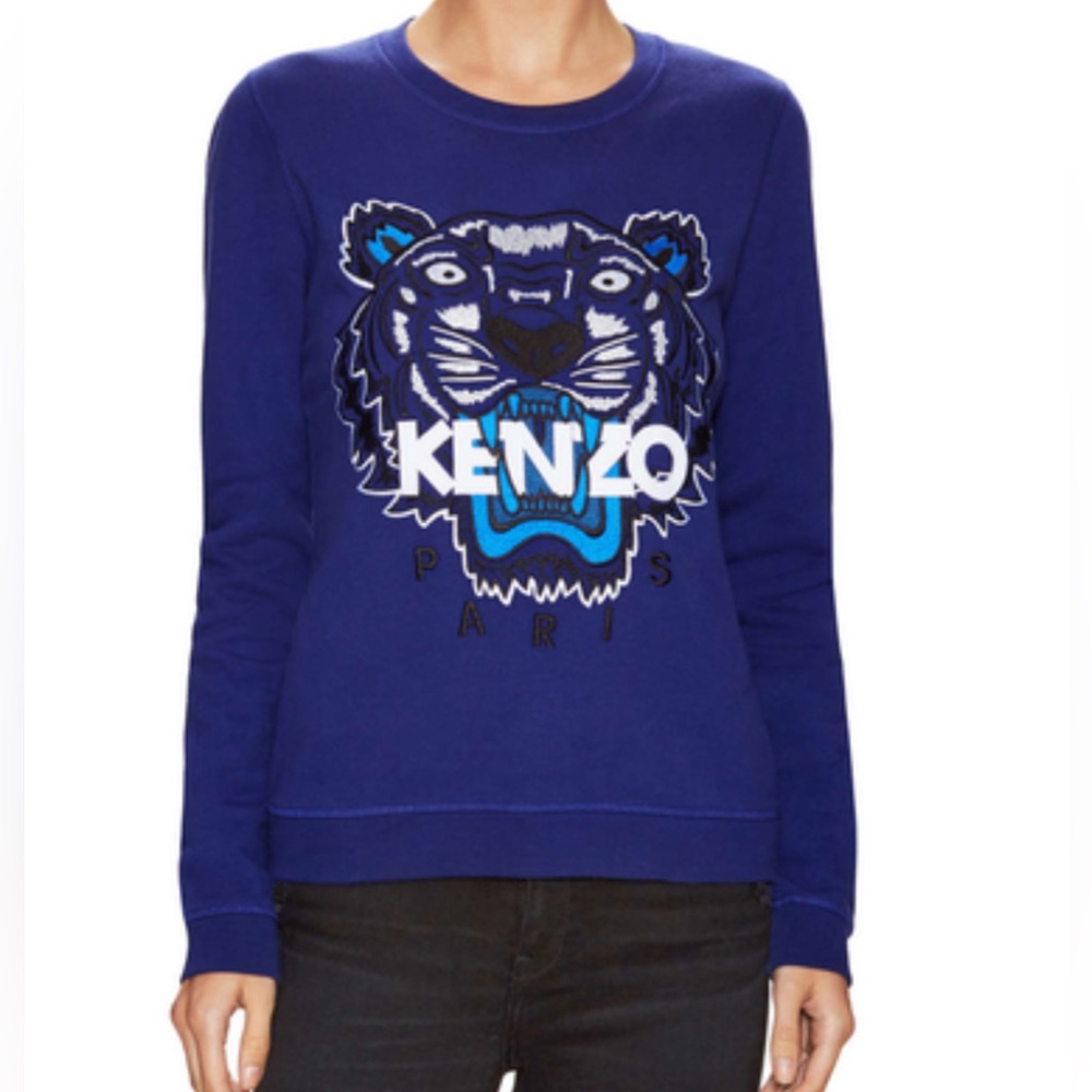 Kenzo Paris Royal Blue Tiger Graphic Sweatshirt | Size M